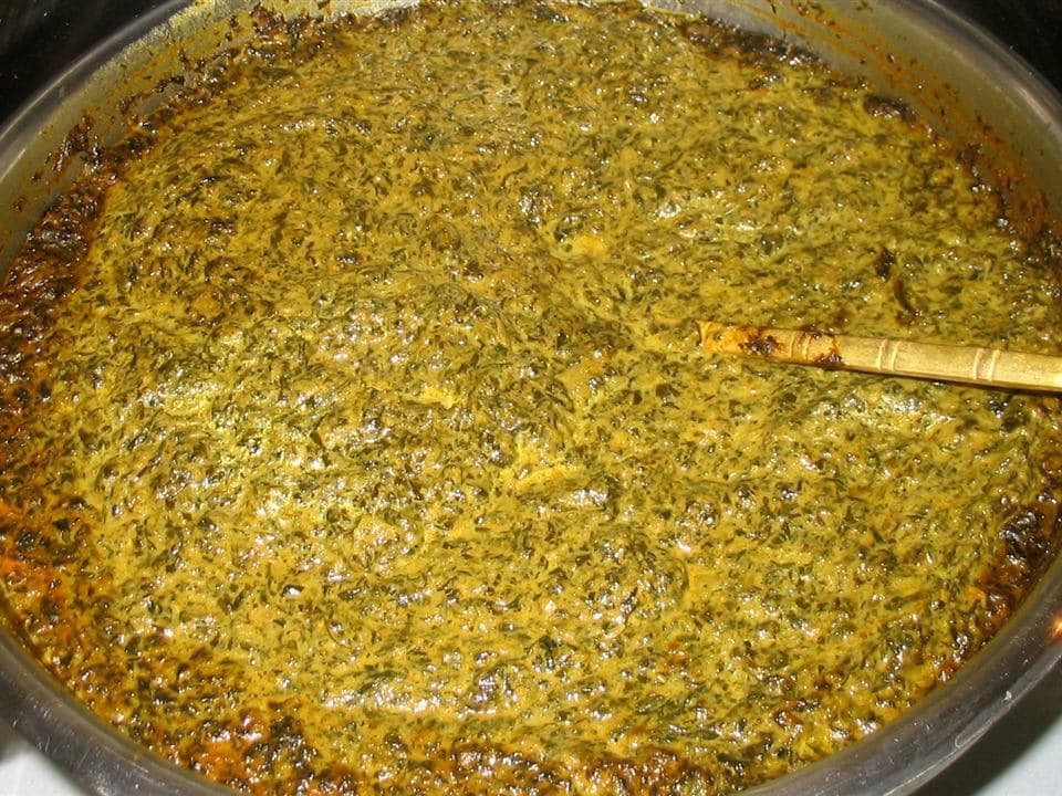Saag paneer curry with Indian spices